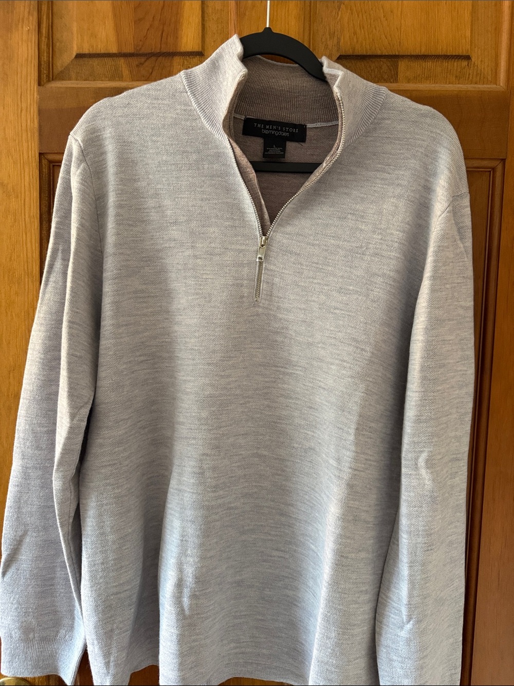 Bloomingdale's Heather Light Gray Half-Zip Sweater